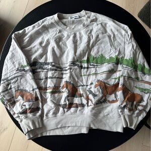 Free People/Daydreamer Running Horses Oversized Crewneck, | Size: M, Gently used